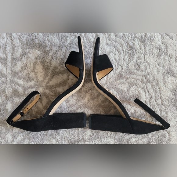 Sam Edelman Yaro Black Suede Ankle Strap, Open Toe 4" Heel Sandals, Size 8.5 - Picture 2 of 6